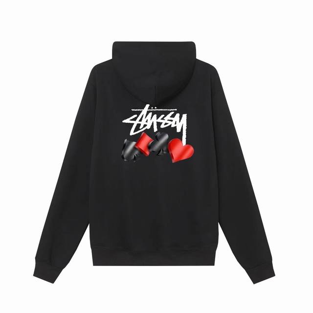 款号hn993 高品质版本，区别通货 Stussy 斯图西。扑克花印花男女卫衣 -面料精选390克毛圈面料 手感柔软舒适 吸汗透气. -百搭款 原单品质 情侣款