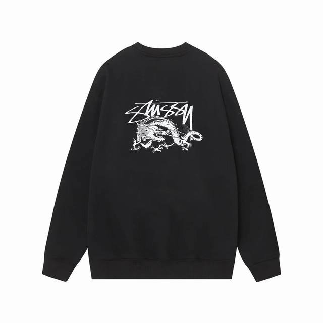 款号hn198 高品质版本，区别通货 Stussy 斯图西 经典龙王印花男女卫衣 -面料精选390克毛圈面料 手感柔软舒适 吸汗透气. -百搭款 原单品质 情侣