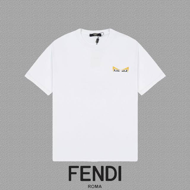 Fendi 芬迪] 2024Fw短袖t恤 厚板logo印花 高端32S双纱260克面料 重磅面料 定制拉架罗纹同缸同染 三标齐全 男女同款 颜色：黑色 白色 尺