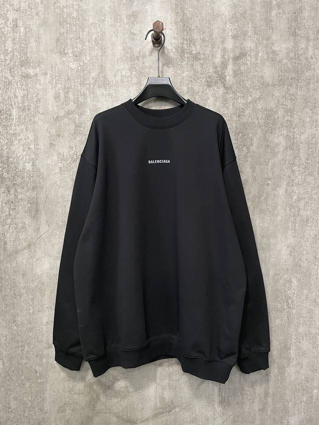 Balenciaga 巴黎世家 24Ss 前后字母反光印花圆领套头卫衣 面料定制100%棉 双股ad毛圈大卫衣 克重400G 搭配同缸定染2*2罗纹 克重420