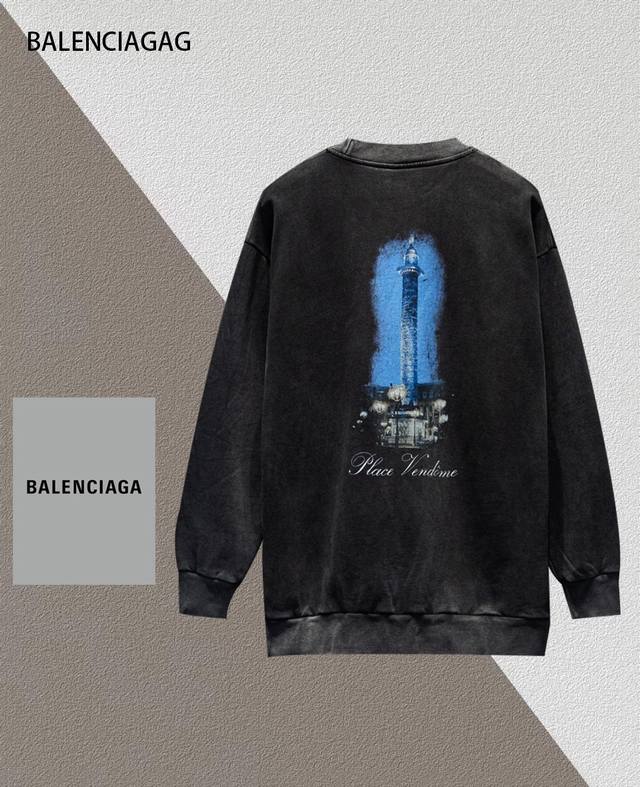 Balenciaga 巴黎世家长袖卫衣420克重 100%棉 采用订色订染毛圈纯棉卫衣面，420G双股双纱，手感舒适 进口针织针梳棉进行制作，厚度适中，有垂感又