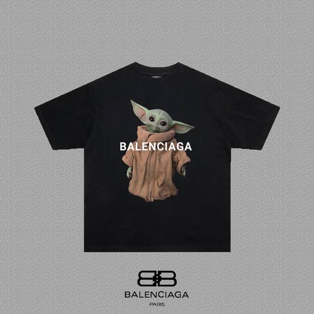 Balenciaga 巴黎世家 巴黎外星人字母印花短袖t恤 定织定染280克精梳棉重磅面料 螺纹零色差 细节完美 区别市面通货版本 欢迎对比 男女同款 上图必卖