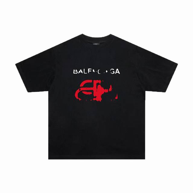 Balenciaga 巴黎世家新款 缺失字母印花短袖t恤 定织定染280G精梳棉面料 螺纹零色差 细节完美 区别市面通货版本 欢迎对比 男女同款 上图必卖款 颜