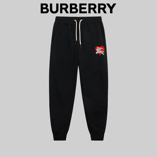 顶级版本，区别通货 Burberry 巴宝莉24Ss 秋冬季秀款 修身线条简约字母logo运动裤 380G克重 兼容所有身材 腰部松紧带黑白抽绳设计 定制抽绳口