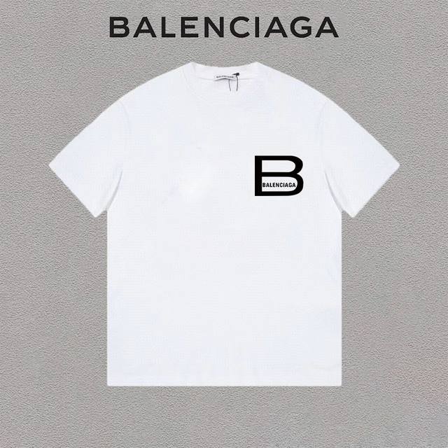 Balenciaga 巴黎世家 标识字母印花简约圆领短袖t恤男女同款 吊牌 领标 水洗唛 三标齐全 定织定染280克精梳棉面料 尺码：S-Xxl 颜色：黑色，白