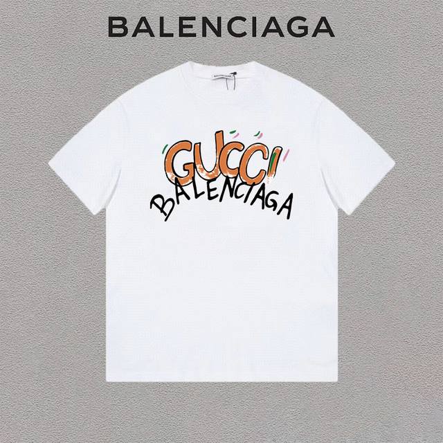 Balenciaga 巴黎世家 字母印花简约圆领短袖t恤男女同款 吊牌 领标 水洗唛 三标齐全 定织定染280克精梳棉面料 尺码：S-Xxl 颜色：黑色，白色