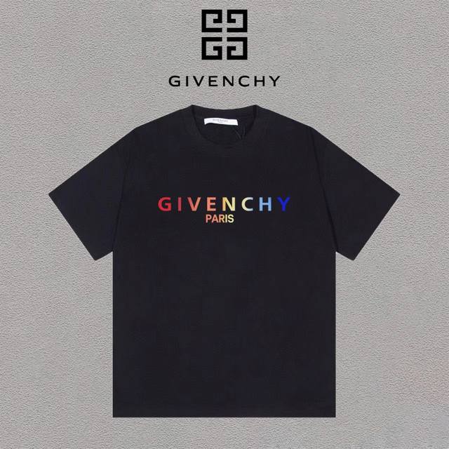 Givenchy 纪梵希 彩色印花logo字母百搭潮流短袖t恤男女同款 吊牌 领标 水洗唛 三标齐全 定织定染280克精梳棉面料 尺码：S-Xxl 颜色：黑色，