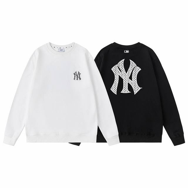 Mlb官方 男女情侣圆领运动长袖卫衣复古老花套头衫潮休闲 码数sml.Xl.Xxl 颜色黑色 白色