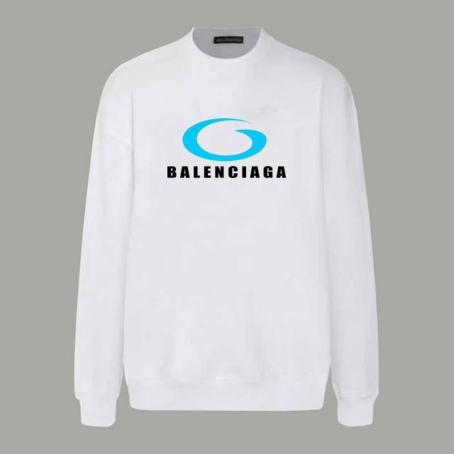 Balenciag* 巴黎世家 2024早秋新款 混合logo印花字母 专柜宽松版型 400克高克重纯棉毛圈面料 圆领套头卫衣 颜色：黑色 白色 码数：Xs-L