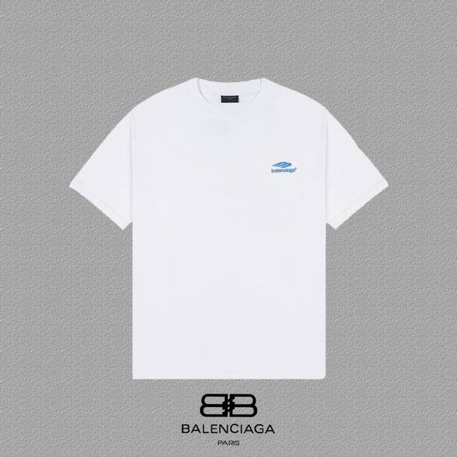 Balenciaga 巴黎世家 2024Fw短袖t恤 经典款刺绣字母 高端32S双纱260克面料 重磅面料 定制拉架罗纹同缸同染 三标齐全 男女同款 颜色：黑色