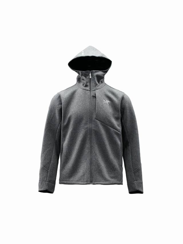 灰白色实拍图 #Arc'Teryx# 始祖鸟sawyer Wool Hoody刺绣小标识羊毛外套软壳夹克连帽防风冲锋衣 #这款sawyer Wool 夹克采用轻