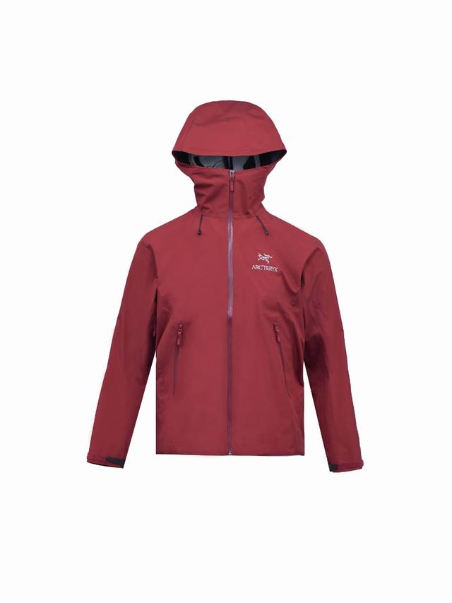 顶级版本 波尔多红白底 Arc‘Teryx Beta Lt Gore-Tex Jacket-Men'S始祖鸟户外防水硬壳全压胶冲锋衣夹克外套 -Yb四次压胶工艺