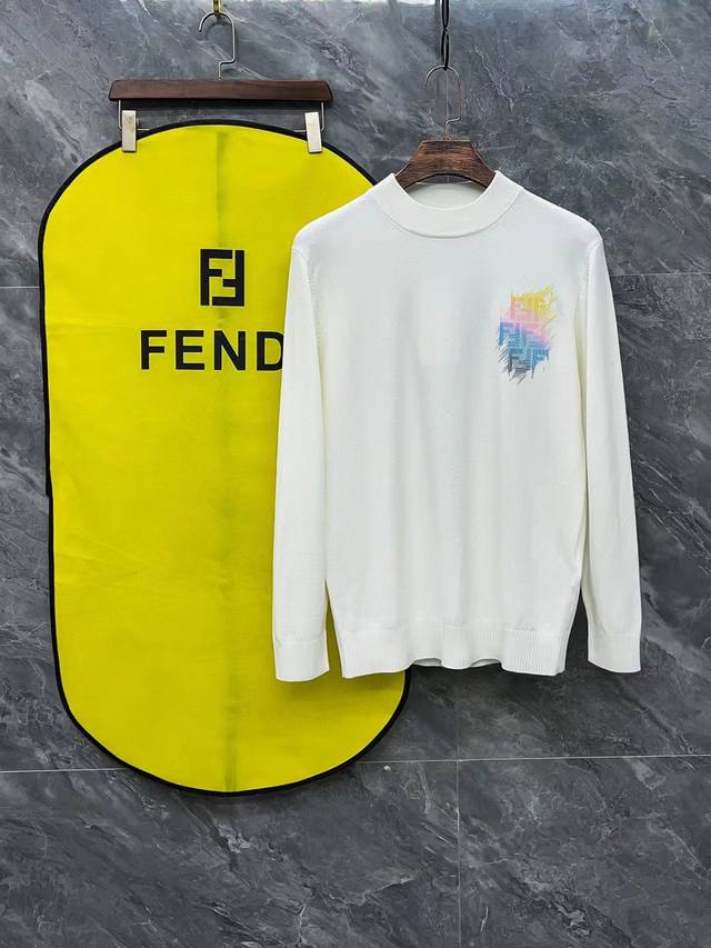 Fendi 芬迪3标齐全 官网同款精美硅胶logo半高领毛衣 精品羊毛混纺毛衫 男女款高端定制臻品系列 隶属品牌高端主线 专利顶级纱线混纺 以创新来阐释常规款式