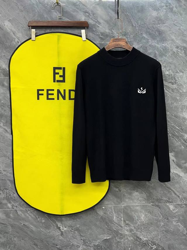 Fendi 芬迪3标齐全 官网同款精美硅胶logo半高领毛衣 精品羊毛混纺毛衫 男女款高端定制臻品系列 隶属品牌高端主线 专利顶级纱线混纺 以创新来阐释常规款式