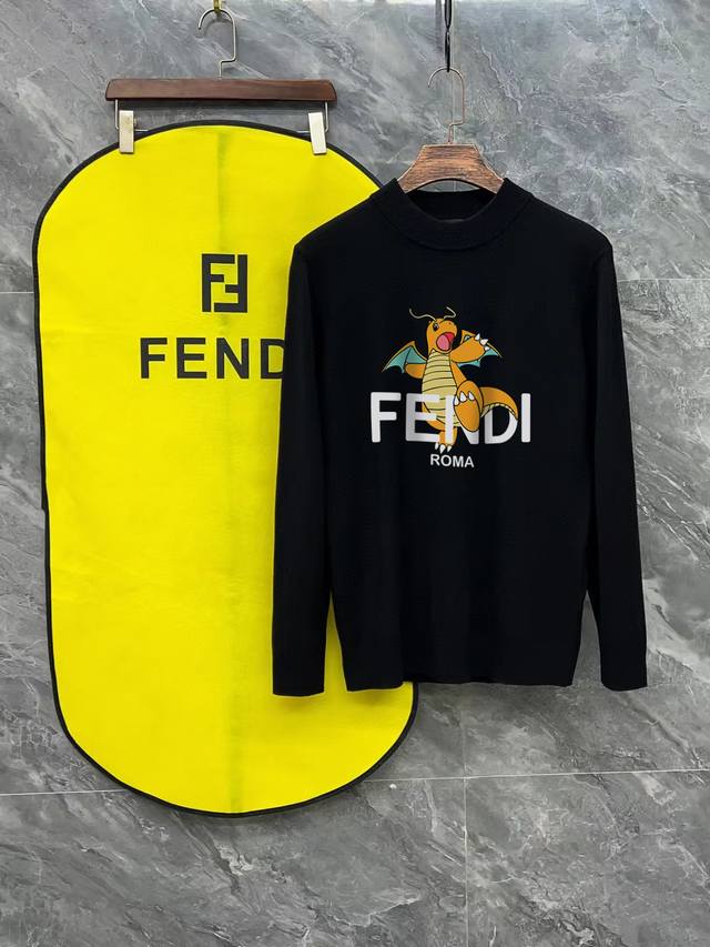 Fendi 芬迪3标齐全 官网同款精美硅胶logo半高领毛衣 精品羊毛混纺毛衫 男女款高端定制臻品系列 隶属品牌高端主线 专利顶级纱线混纺 以创新来阐释常规款式