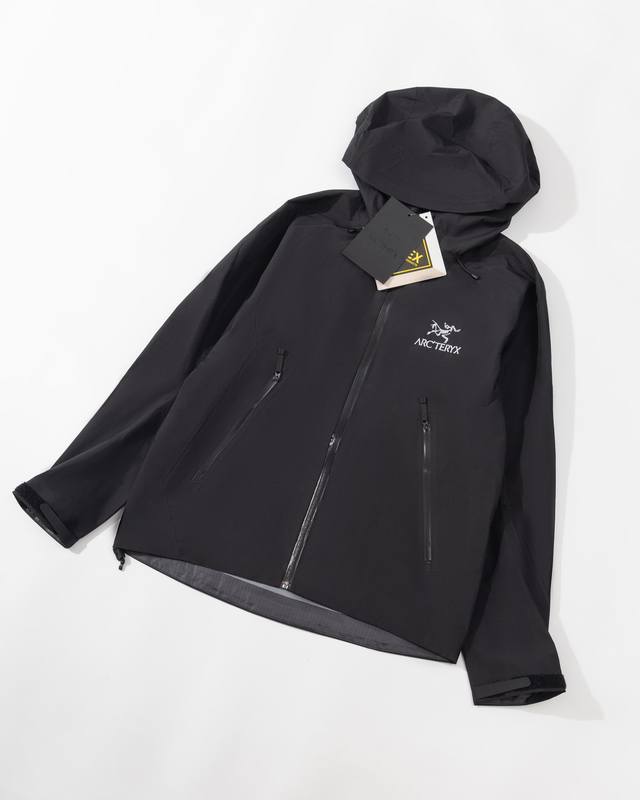 顶级版本 黑色白底 Arc‘Teryx Beta Lt Gore-Tex Jacket-Men'S始祖鸟户外防水硬壳全压胶冲锋衣夹克外套 -Yb四次压胶工艺 整