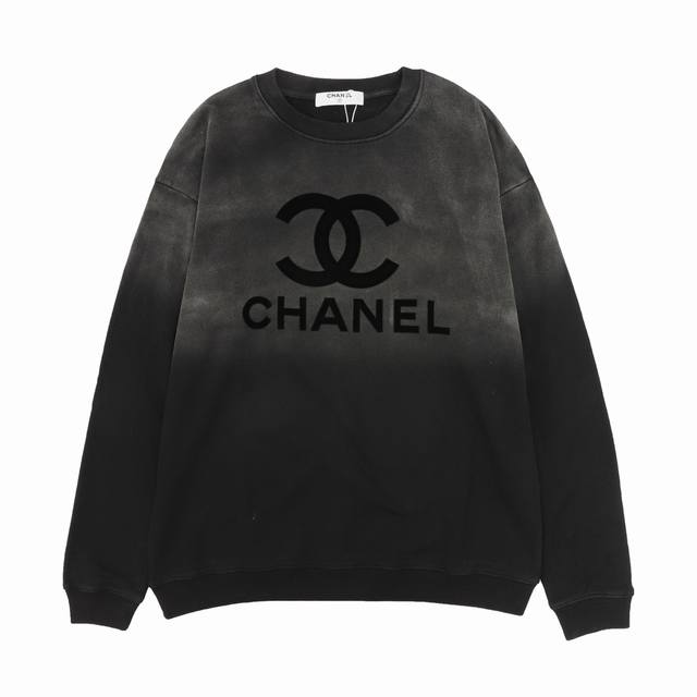 Chanel 香奈儿 渐变水洗植绒logo圆领卫衣 Size：S-L