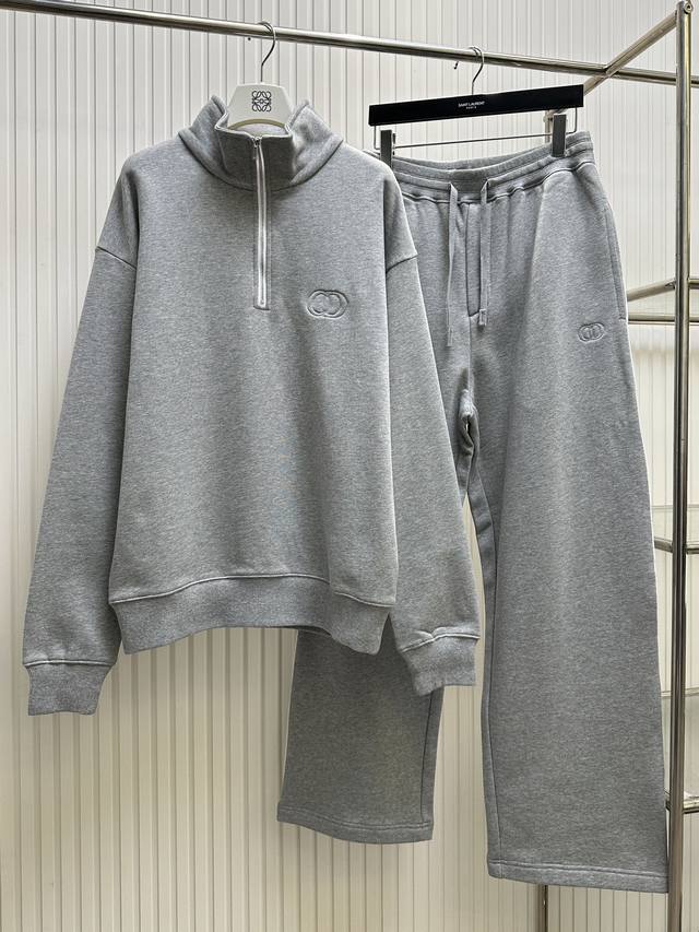 Dio迪奥24Fw Cd刺绣徽标半拉链套装 卫衣 Size：Xs S M L