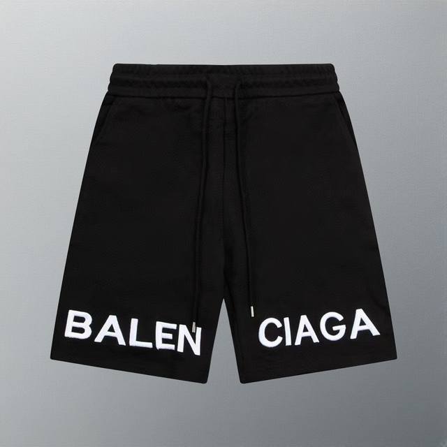 高版本 Balenciaga 巴黎世家 字母简约 Logo标识刺绣五分裤、采用360G高品质纯棉 面料、超级质感 舒适柔软透气 休闲宽松版型 潮流男女同款 短裤