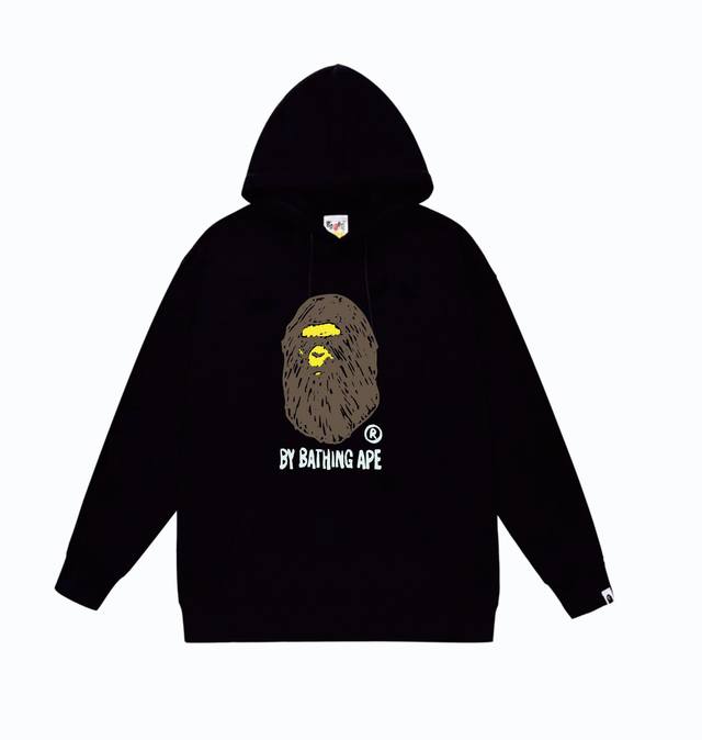 款号sc841#毛圈 加绒85 顶级版本 Bape Fans Scarf Draw手绘涂鸦猿人头字母印花图案连帽卫衣 采用380克大毛圈 落肩大版型 面料 质感