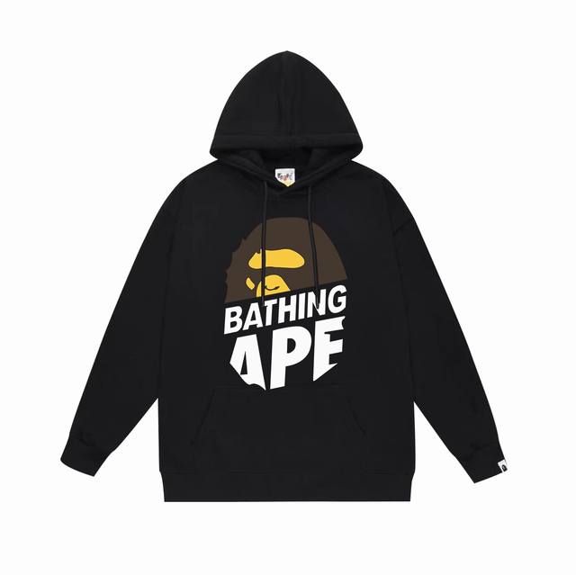 款号sc654#毛圈 加绒 顶级版本 Bape 猿人头字母印花连帽卫衣 采用380克大毛圈430克银狐绒 落肩大版型 面料 质感柔软不起球 进口环保印花胶浆 图