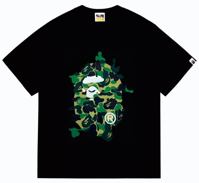 Sc246# 顶级版本 Bape Abc Camo Rebuild Big Ape Head Tee重组猿人大头印花短袖t恤 采用260克优质高织纯棉面料 双纱