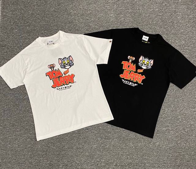 Sc074# 顶级版本 Bape × Tom And Jerry猫和老鼠联名情侣款印花短袖t恤 采用260克优质高织纯棉面料 双纱精梳 质感柔软不起球 进口环保