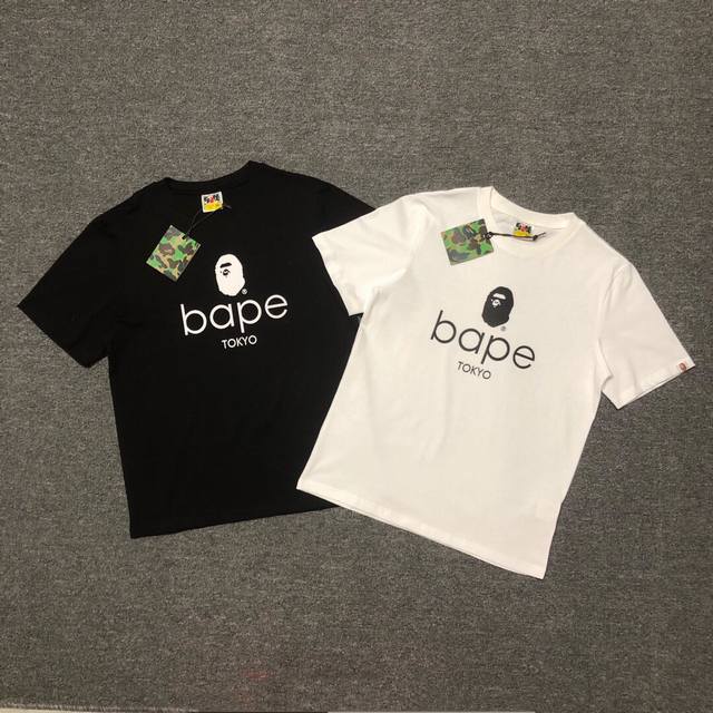 Sc067# 顶级版本 Bape 猿人头经典字母印花短袖t恤 采用260克优质高织纯棉面料 双纱精梳 质感柔软不起球 进口环保印花胶浆 图案鲜明立体 品质男女同