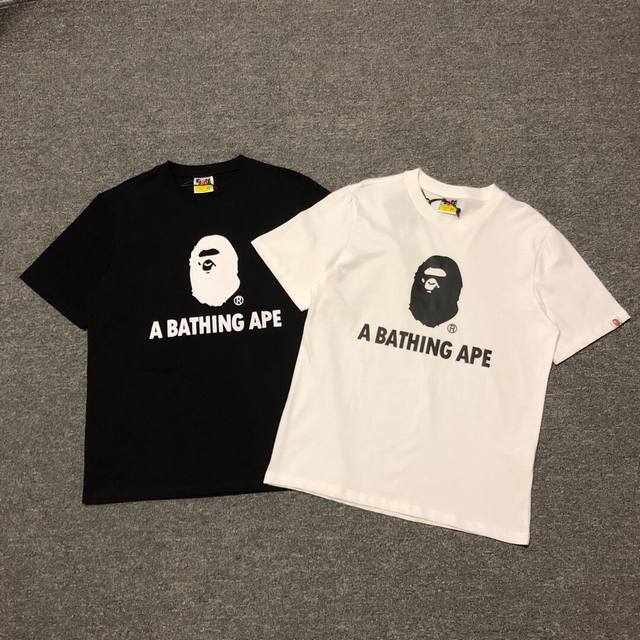 Sc063# 顶级版本 Bape 猿人头经典字母印花短袖t恤 采用260克优质高织纯棉面料 双纱精梳 质感柔软不起球 进口环保印花胶浆 图案鲜明立体 品质男女同