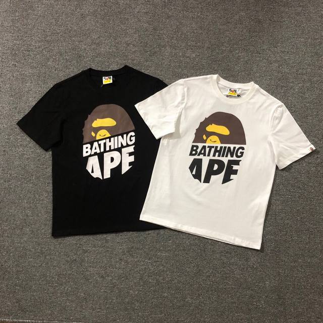 Sc054# 顶级版本 Bape 猿人字母印花短袖t恤 采用260克优质高织纯棉面料 双纱精梳 质感柔软不起球 进口环保印花胶浆 图案鲜明立体 品质男女同款 上