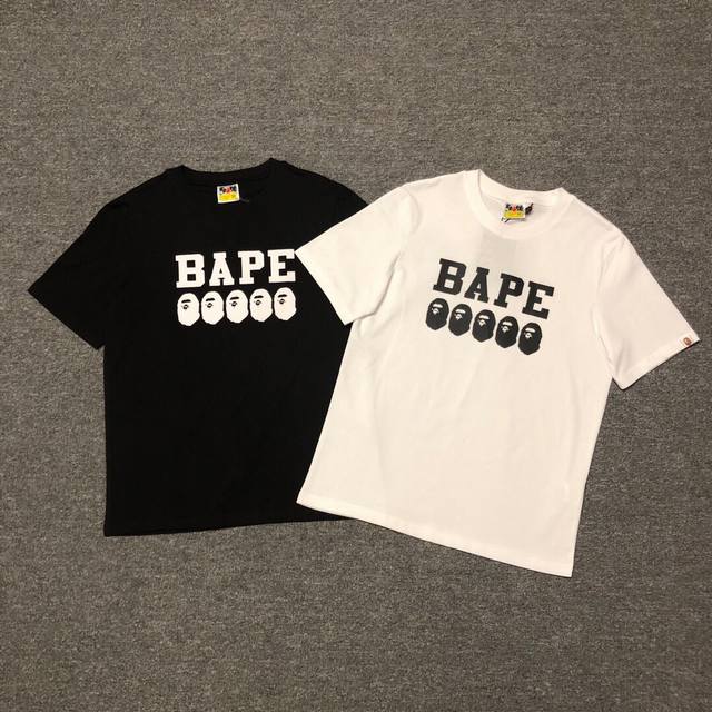 Sc049# 顶级版本 Bape 猿人头字母logo印花短袖t恤 采用260克优质高织纯棉面料 双纱精梳 质感柔软不起球 进口环保印花胶浆 图案鲜明立体 品质男