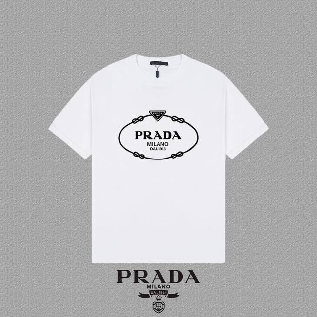 Prada 普拉达] 2024Fw短袖t恤 硅胶厚板倒三角字母logo印花 高端32S双纱260克面料 重磅面料 定制拉架罗纹同缸同染 三标齐全 男女同款 颜色