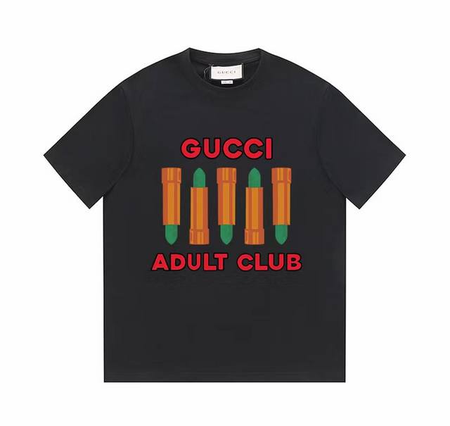 顶级品质 Gucci古驰新款短袖t恤， 24Ss，G家新款口红印花，简约时尚精致，数码印花工艺，色彩搭配舒适， 定织定染纯棉面料，亲肤细腻柔软， 男女同款 颜色