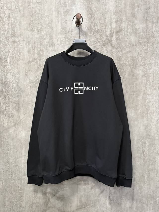 Givenchy 纪梵希 24新品 新款log 厚板胶印花圆领卫衣 面料定制100%棉 双股ad毛圈大卫衣 克重400G 搭配同缸定染2*2罗纹 克重420G