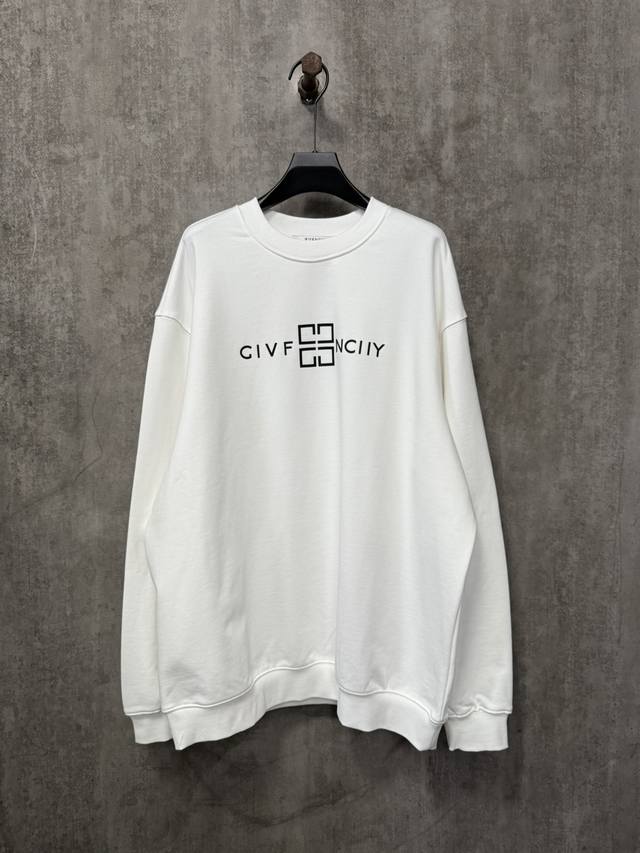 Givenchy 纪梵希 24新品 新款log 厚板胶印花圆领卫衣 面料定制100%棉 双股ad毛圈大卫衣 克重400G 搭配同缸定染2*2罗纹 克重420G