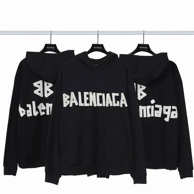 Balenciaga巴黎世家美纹纸胶带连帽卫衣 采用进口康丽机 只有真正的康丽机才能做出每一个细节 区别市场版本 美纹纸的质感和背后的胶带感觉都是经过多次调试才