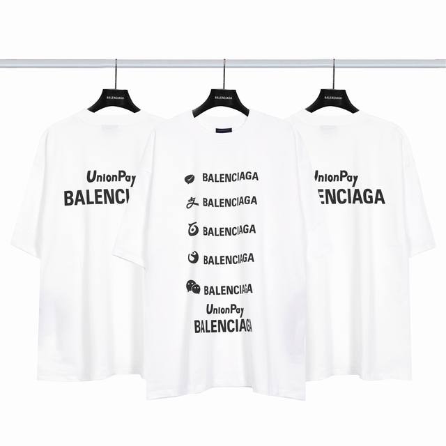 巴黎世家 Balenciaga 支付巴黎字母短袖 椭圆机印花细腻 多方联名 多工艺字体结合 领口肩部高密度缝线 采用双针锁连包骨位 走线平直细腻 面料采用32S