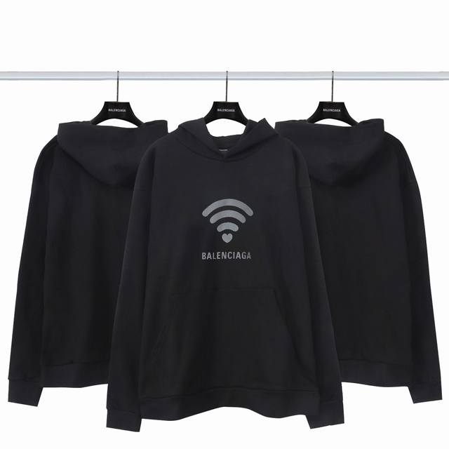 巴黎世家 Balenciaga 2024Wifi520限定连帽卫衣 椭圆机进口绒面发泡浆工艺 厚感度十足 还原正品印花厚度 不单单是胸前绒面印花 侧面看印花可以