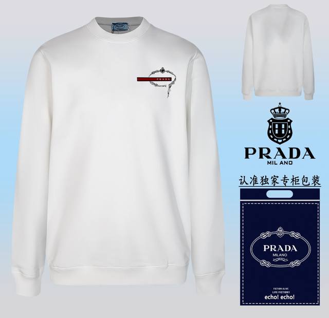 爆款上架配送独家包装 Prada 普拉达 时尚圆领卫衣 随意搭配各种都是妥妥的帅气衣服整体用双坎肩做法，双坎肩做法使整件衣服更加有立体感觉，不是一般工厂能做到如