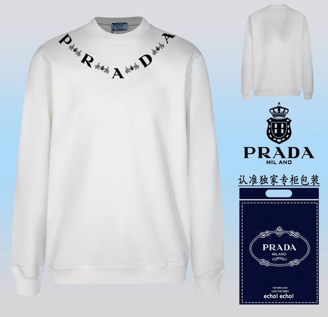 爆款上架配送独家包装 Prada 普拉达 时尚圆领卫衣 随意搭配各种都是妥妥的帅气衣服整体用双坎肩做法，双坎肩做法使整件衣服更加有立体感觉，不是一般工厂能做到如