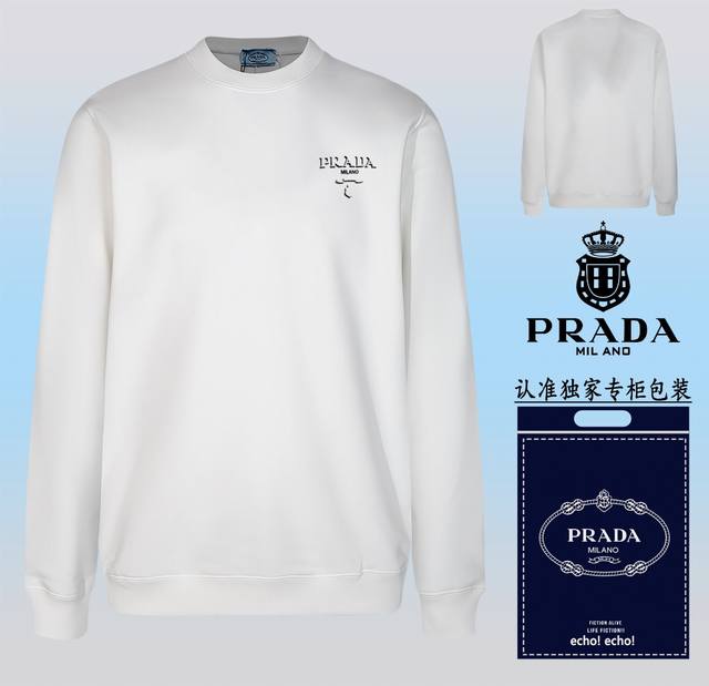 爆款上架配送独家包装 Prada 普拉达 时尚圆领卫衣 随意搭配各种都是妥妥的帅气衣服整体用双坎肩做法，双坎肩做法使整件衣服更加有立体感觉，不是一般工厂能做到如