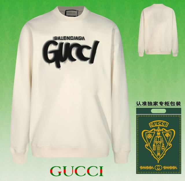 高版本卫衣 配独家图片包装 长期现货 Gucci 古驰 采用440G重磅面料 区别市场通货 2024Fw秋冬款专柜在售，精致印花圆领毛圈卫衣 高端双股纯棉 定制