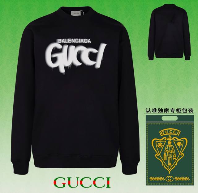 高版本卫衣 配独家图片包装 长期现货 Gucci 古驰 采用440G重磅面料 区别市场通货 2024Fw秋冬款专柜在售，精致印花圆领毛圈卫衣 高端双股纯棉 定制