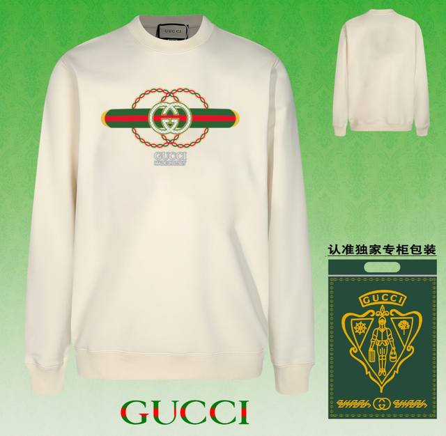 高版本卫衣 配独家图片包装 长期现货 Gucci 古驰 采用440G重磅面料 区别市场通货 2024Fw秋冬款专柜在售，精致印花圆领毛圈卫衣 高端双股纯棉 定制