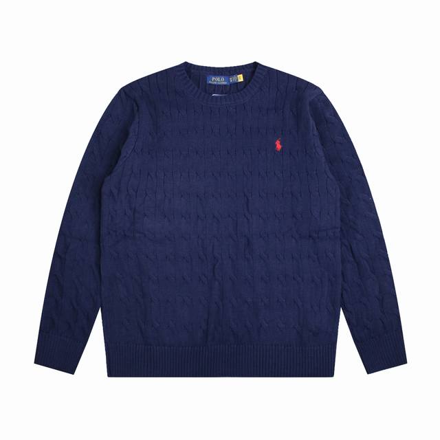 R91 Ralph Lauren 拉夫劳伦rl经典战马logo刺绣绞花纹麻花纽绳圆领长袖套头针织毛衣 胸口高密度logo刺绣，吊牌辅料原版定制。 采用纯棉纱线混