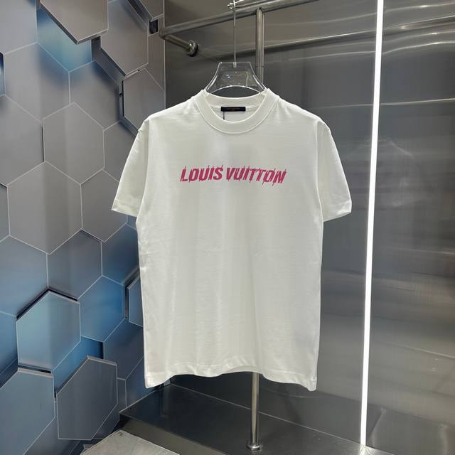 Lv 2024秋冬新款320克短袖t恤 个性印花 男女同款宽松版 S M L Xl Xxl 五个码 黑色 白色 咖色