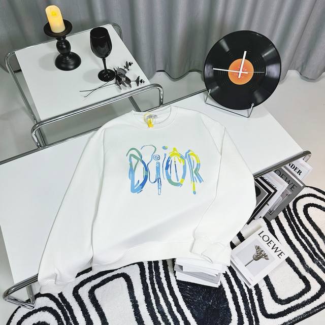 高端品质 Dior 2024Ss秋冬装 新款系列 彩色涂鸦logo圆领卫衣 采用进口康丽数码直喷印花 定染高品质潮牌420G精密双股大毛圈面料 Os宽松落肩版型