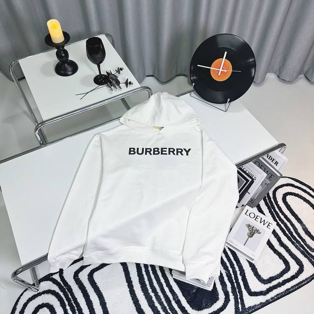 高端品质 Burberry 2024Ss秋冬装 新款系列 经典标识logo 连帽卫衣 采用进口康丽数码直喷印花 定染高品质潮牌420G精密双股大毛圈面料 Os宽