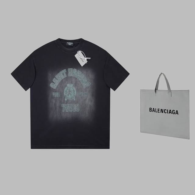 可配手提袋5 巴黎世家 Balenciaga Blcg 25Ss早春新款 涂鸦做旧麦穗印花短袖 轻奢主义 男女日常通勤穿搭必备单品 正确版本 欢迎对比 详细特征