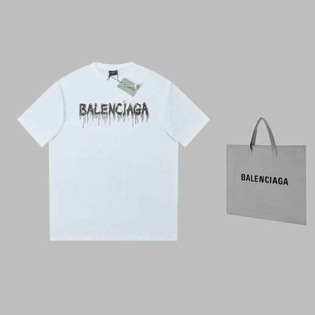 可配手提袋5 巴黎世家 Balenciaga Blcg 25Ss早春新款 涂鸦字母logo印花短袖 轻奢主义 男女日常通勤穿搭必备单品 正确版本 欢迎对比 详细